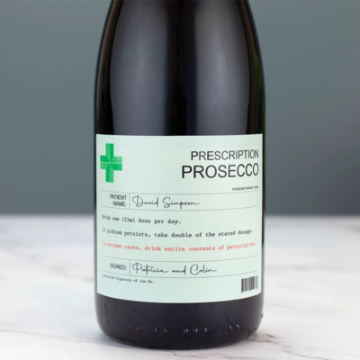 Personalised Prescription Prosecco Wine Label Sticker
